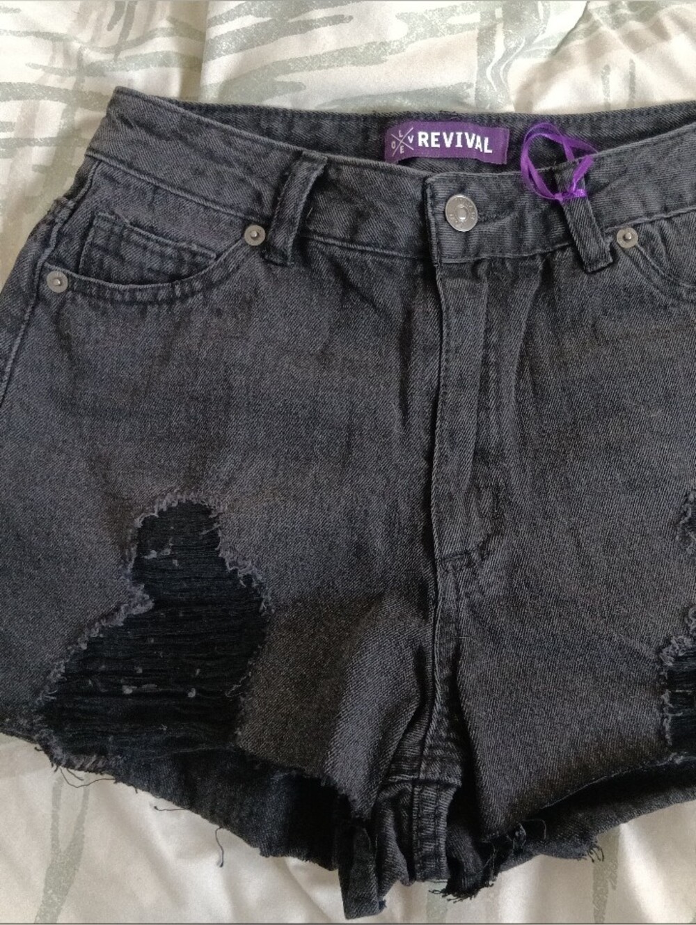 Women's Black Distressed Denim Shorts